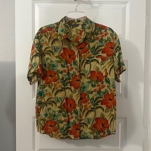 VTG Solutions New York Hawaiian Top/Blouse/Shirt  Size XL vacay tropical resort